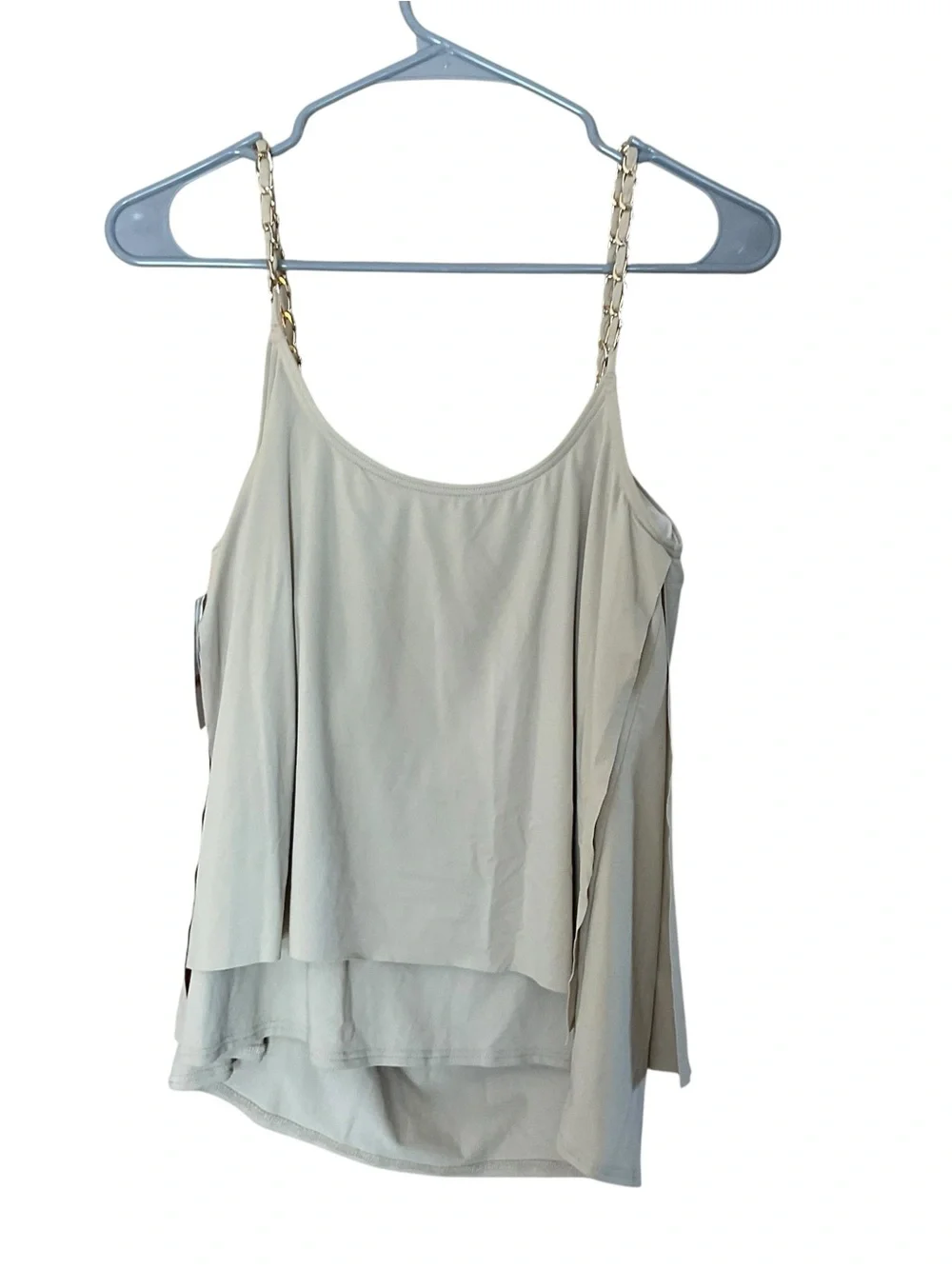 NWT Michael Kors Sand Layered Tankini Top Gold Chain Straps Size Small